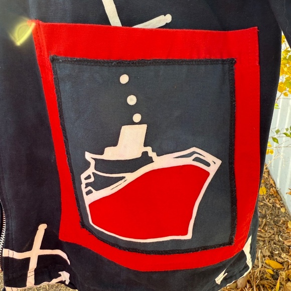 Unique vintage 90s Nautical anchor print oversized hooded jacket - Picture 6 of 9